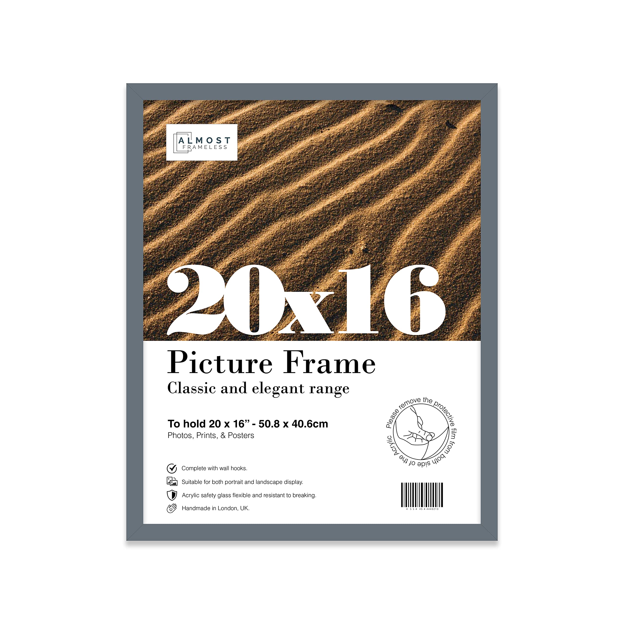 20x16 Inch Grey Photo Frame Wall Mountable Picture Frame Standard Photograph Size, 20" X 16" (51 X 41cm)