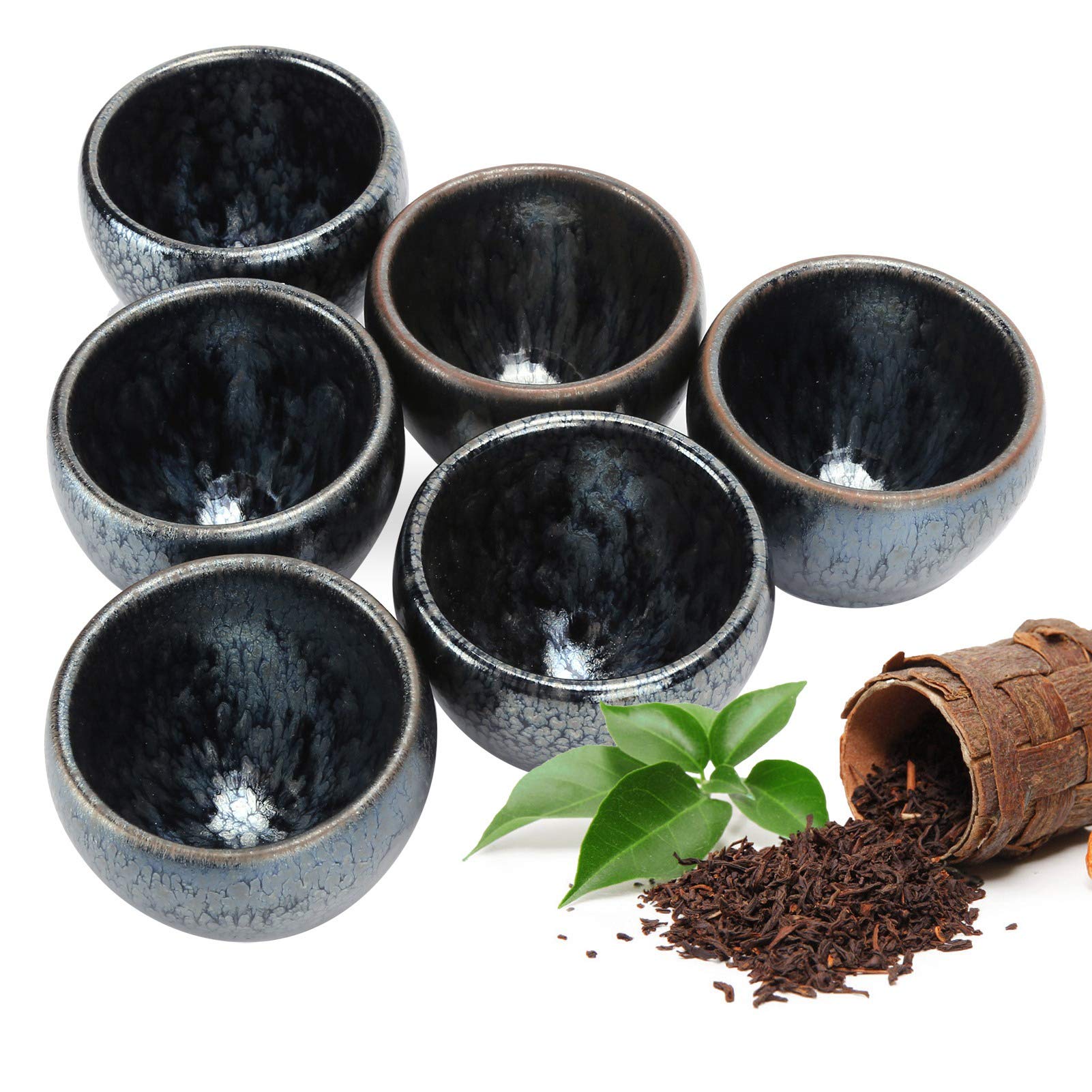 Zestaw Ceramicznych Filiżanek do Herbaty Kubek Ceramiczny 6 Sztuk Tradycyjna Glazurowana Filiżanka 7 X 6,2 Cm do Degustacji Herbaty Kung Fu Kolekcja Wystawowa w Kuchni Domowej (kwiaty)