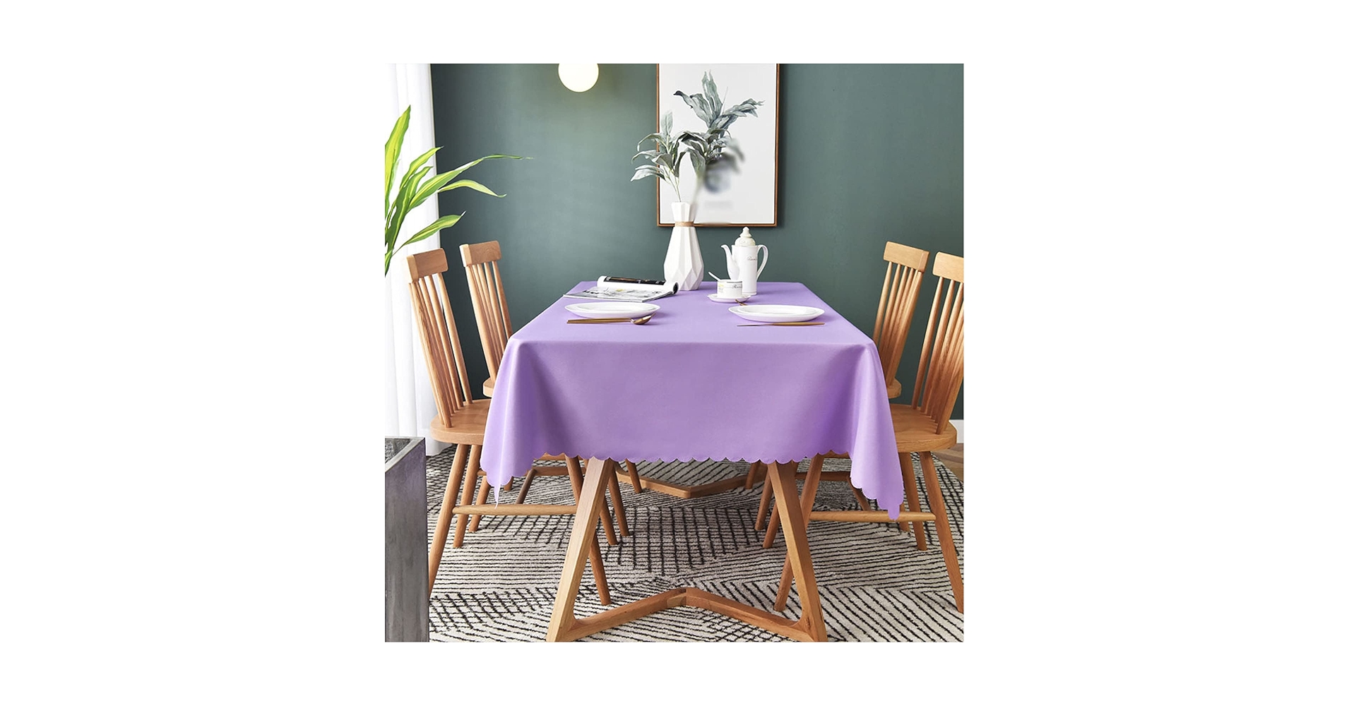 Amazon｜テーブルクロス 1.2*1.4m 撥水 薄い紫 長方形 無地 北欧風 撥
