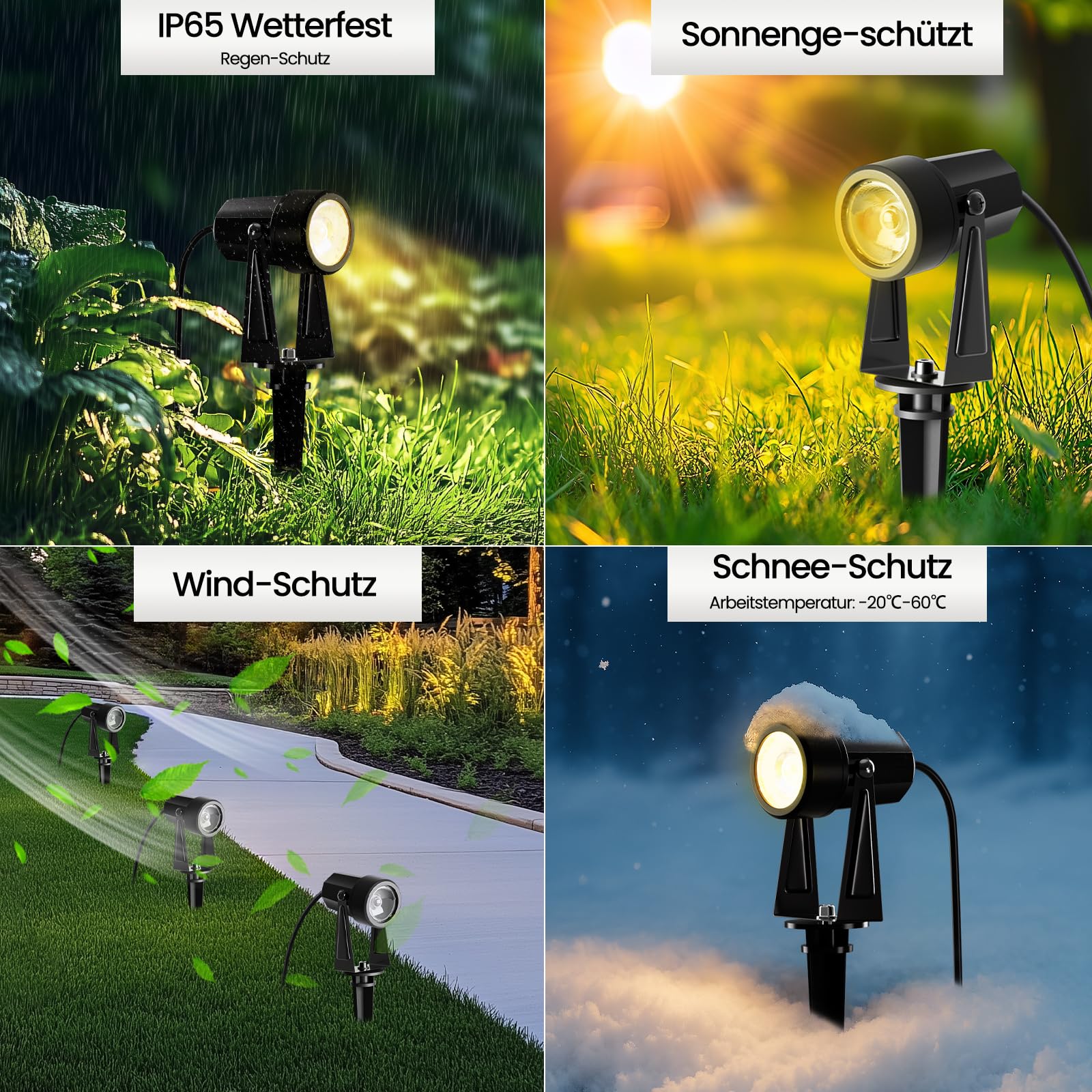 Bomcosy Garden Spotlights Mains Powered, 66FT/20M Landscape Lights - Image 4
