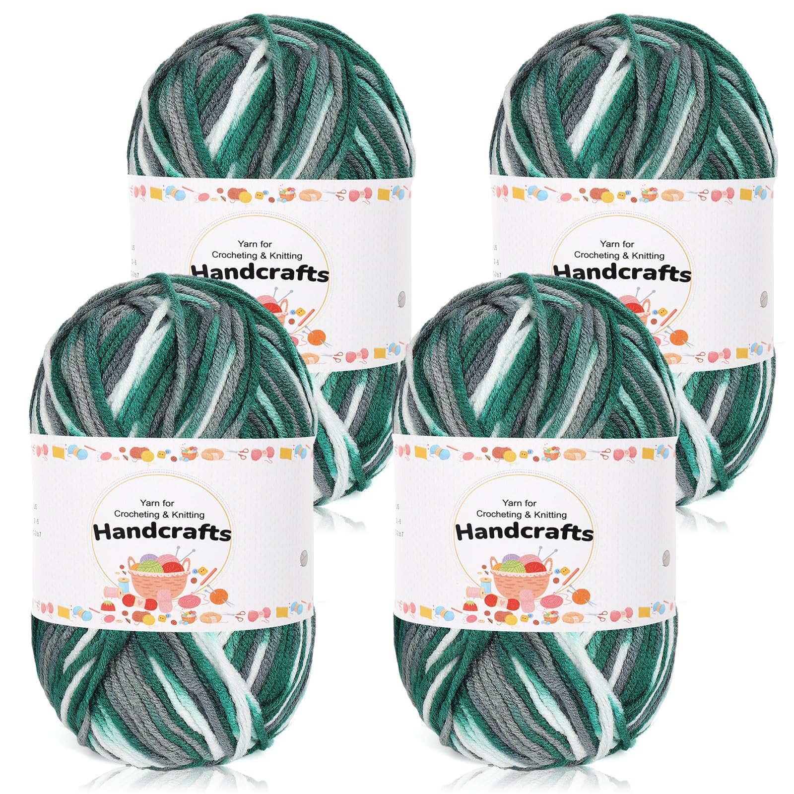Aeelike 200g(4x50g) Farbverlaufsgarn Wolle Farbverlauf Zum Stricken Weich