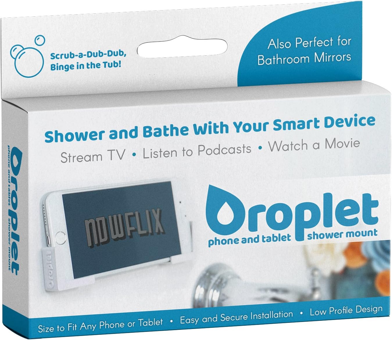 Droplet: The Shower & Bath Mount for Phones & Tablets