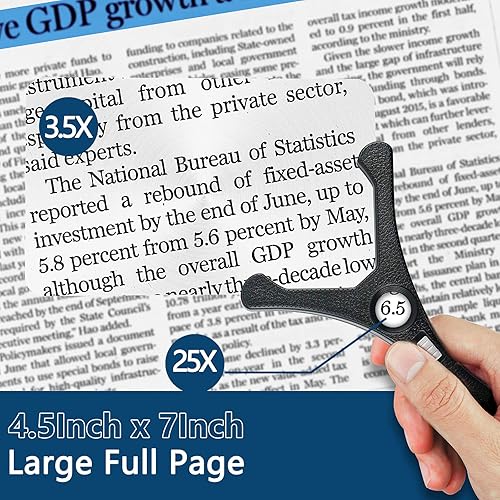 Miniatura 2 de Lupa de página completa grande de 3.5 veces con área de visión ligera, uniformemente iluminada y alivia la fatiga ocular, ideal para leer