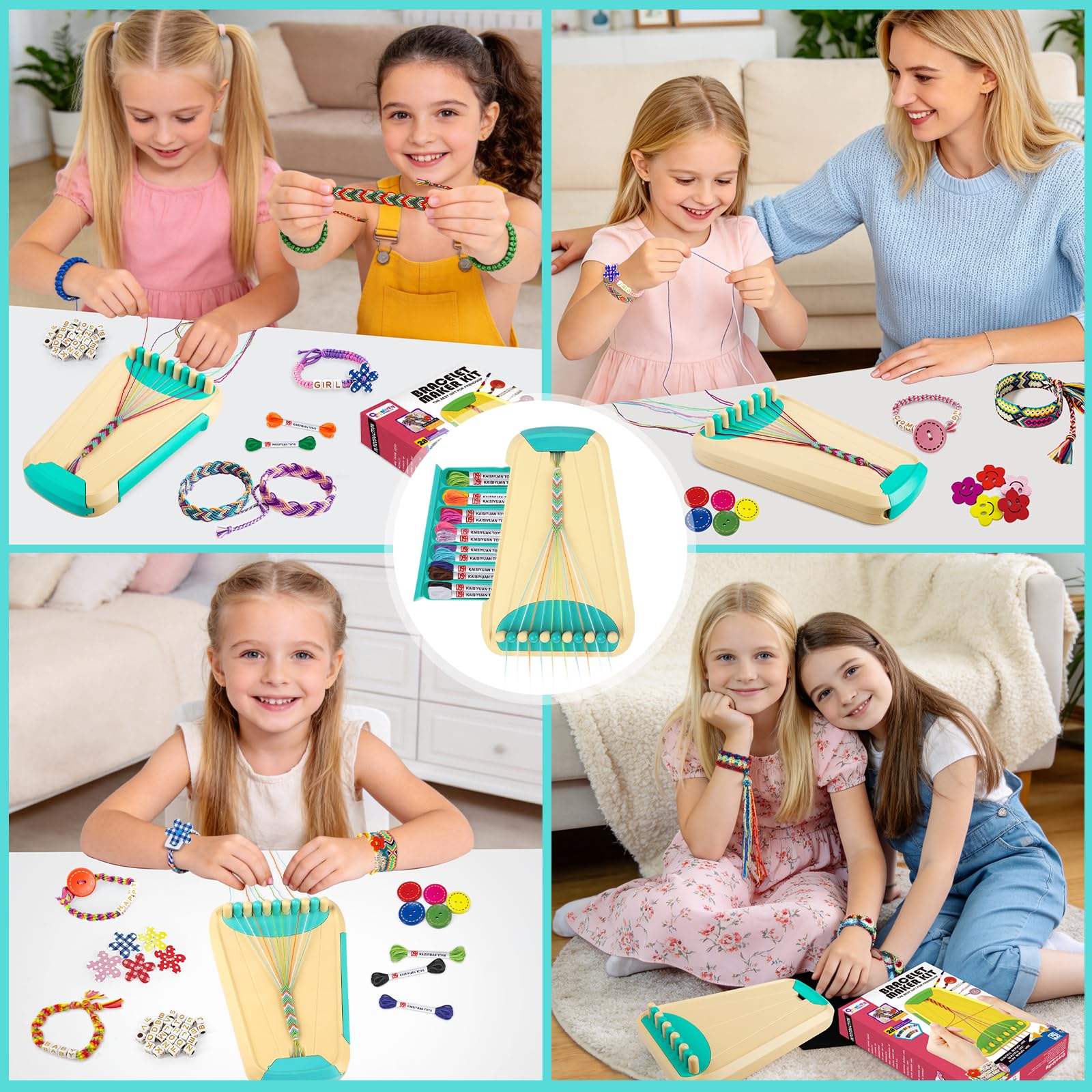 Hzitcigm Kit Pulseras de la Amistad Niñas 6 7 8 9 10 11 12 Años, Set Creación Pulseras con Cuentas de Letras, Bisutería para Hacer, Regalo Creativo Niña Cumpleaños Navidad Semana Santa