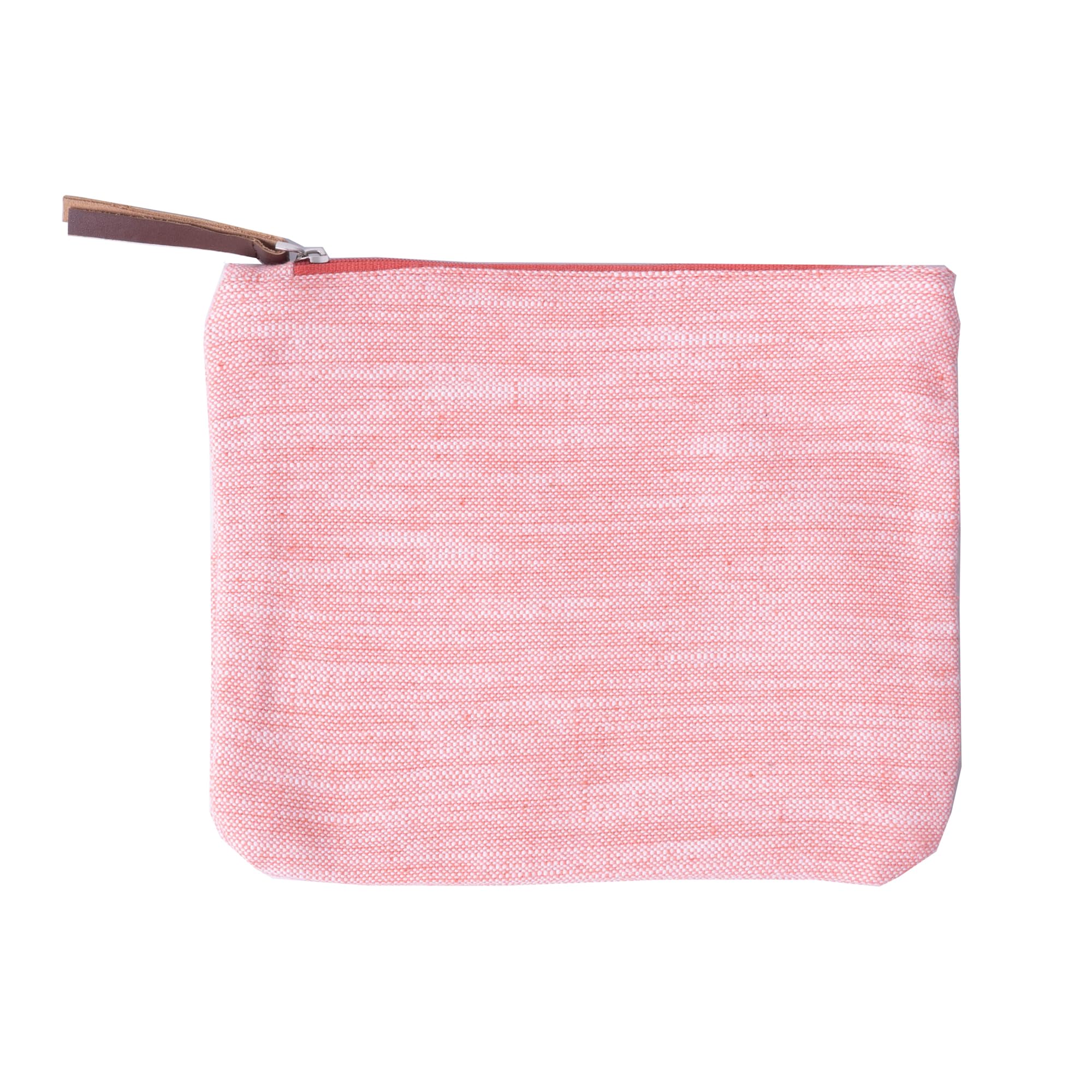 100% Cotton Zipper Pouch (6"x8"), Stylish, Multipurpose Travel Organizer for Makeup, Toiletries, Stationery, and More, Chambray Slub, Set of 2 - Coral-picture-35