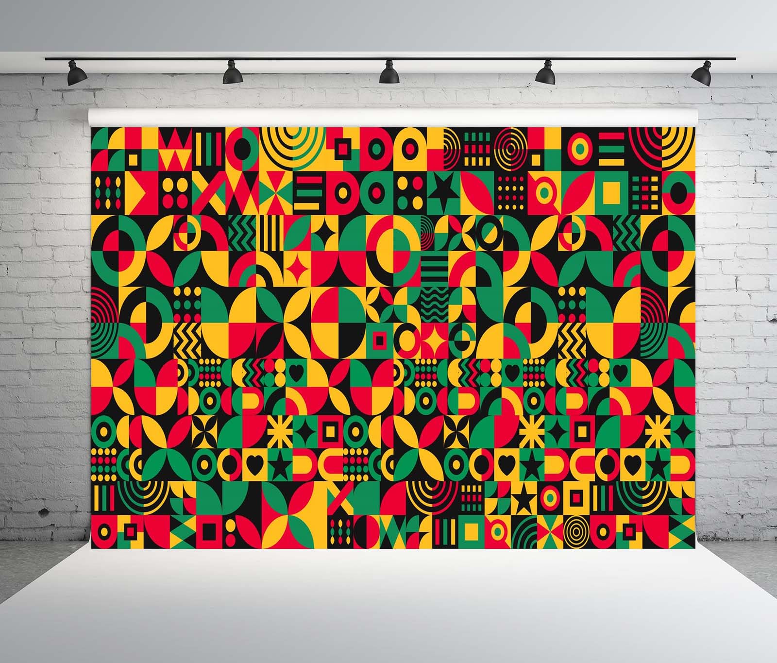 BELECO 3.6x3m Sfondo in tessuto Kwanzaa | Motivi geometrici colorati mese della storia nera sfondo celebrazione cultura afroamericana shooting foto