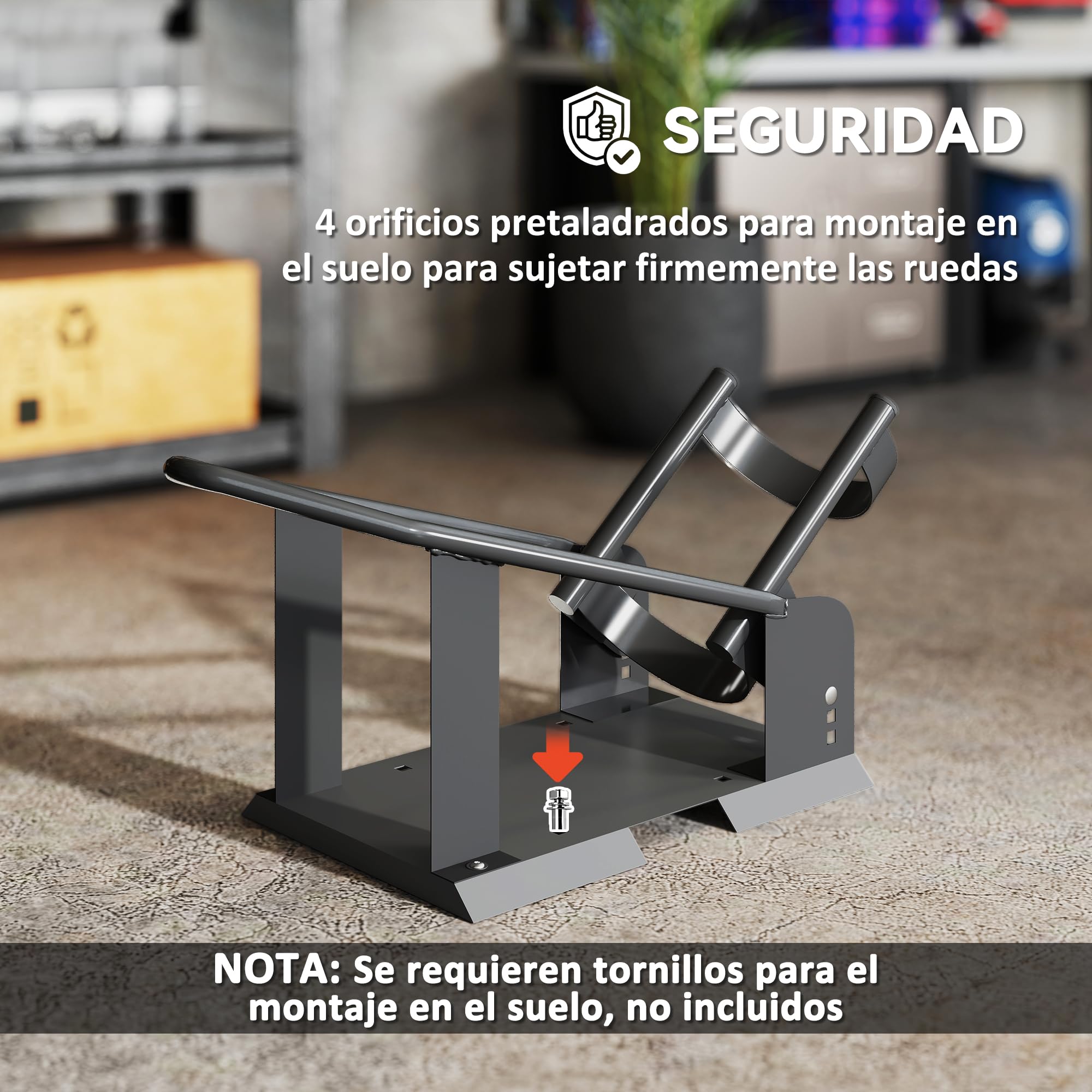 HOMCOM Caballete de Moto Delantera Carga 816,5 kg Robusta 3 Niveles Negro | Soporte para Rueda Delantera de Motocicleta, Altura Ajustable, para Ruedas Ø38,1-53,34 cm