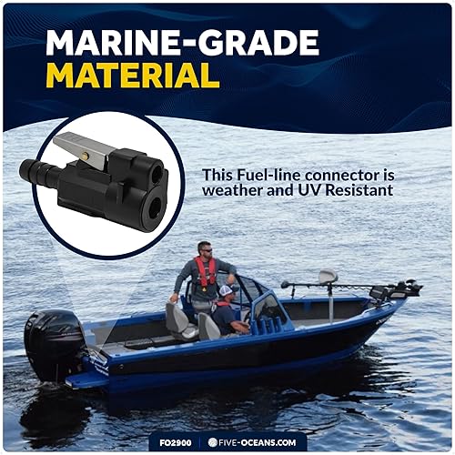Miniatura 4 de Five Oceans Mercury 3/8" Barb Female Fuel Line Tank End Connector Mercury (Post-1998), reemplaza la pieza original Mercury 22-13563A6, 22-13563Q7,