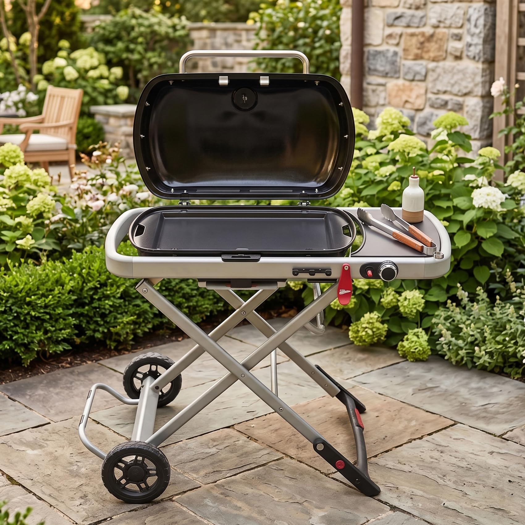 Onlyfire Plancha Barbacoa para Parrilla de Gas Portátil Weber Traveler, Revestimiento Cerámico Antiadherente, Placa de Parrilla Grande para Verduras, Carne y Pescado, 62,5 x29,5x2cm