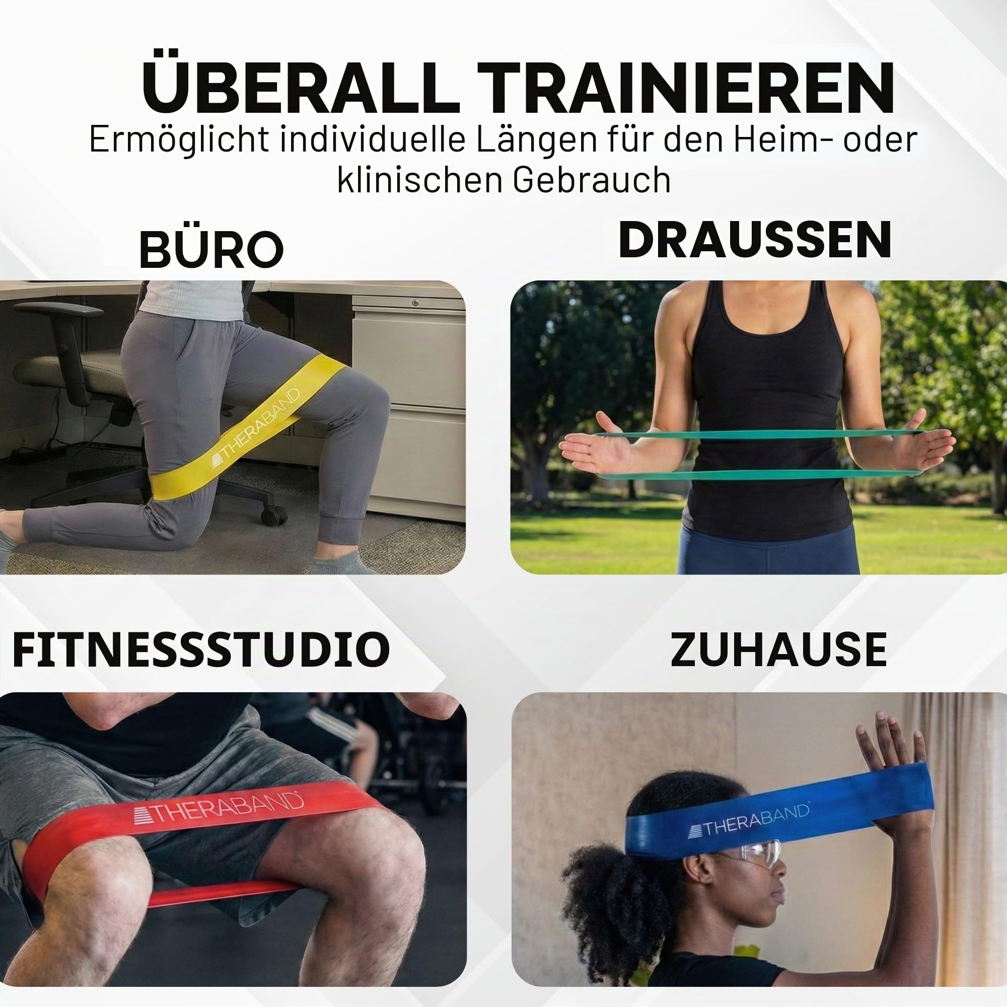 TheraBand Resistance Band Loop Set, 4 Stück, 12 Zoll Band Loop Kit für Beine & Butt Workouts, Anfänger bis Fortgeschrittene Level für Übung, Reha, Physiotherapie, Stretching, Krafttraining