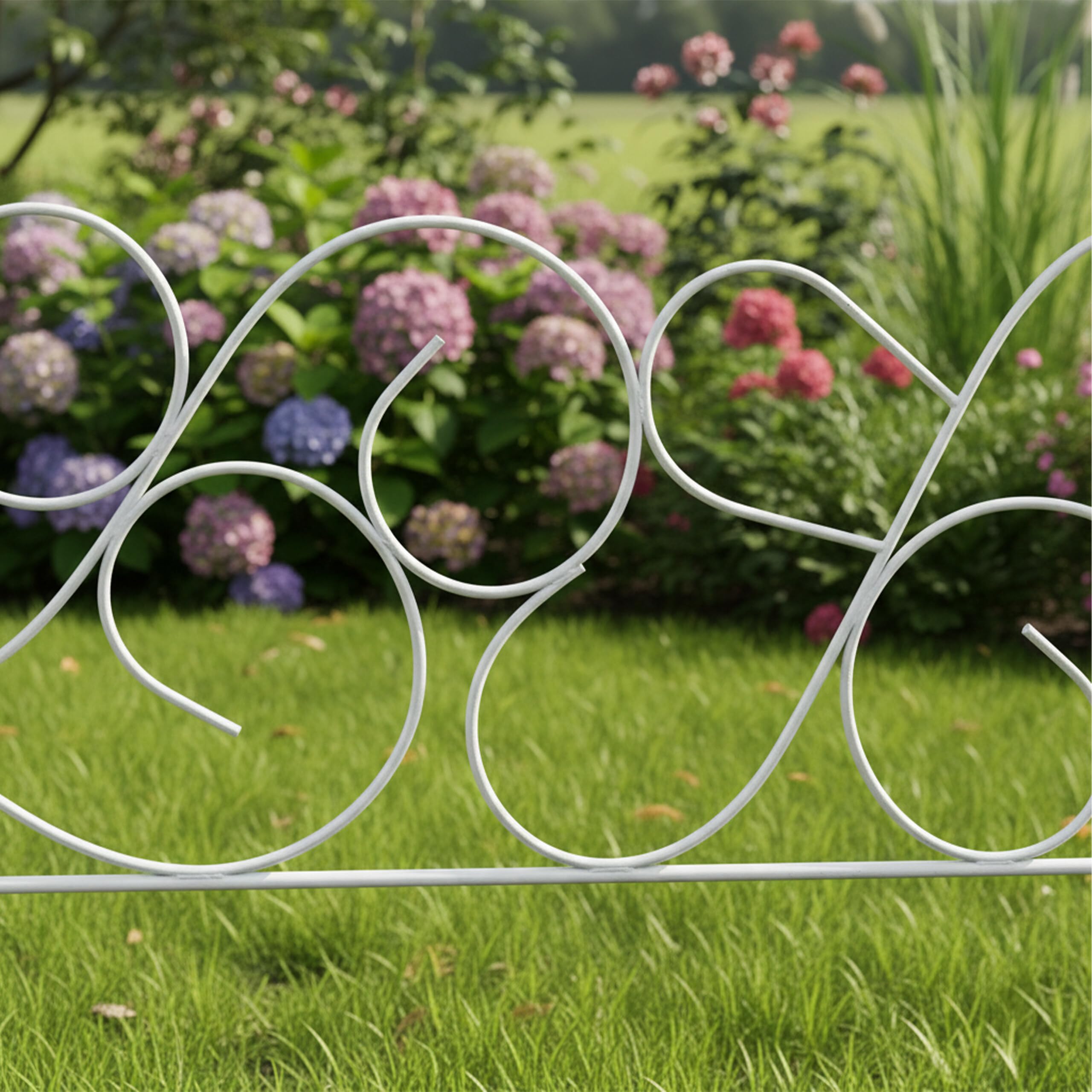 Relaxdays bordura aiuole, Metallo, 8 Elementi, Stile Liberty, HxB:36x400cm, da infilare, Bianca