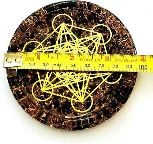 Miniatura 5 de LARGE 4" Obsidian Crystals Metatron's Cube Merkaba Coaster Water Charging Plate Energy Dome