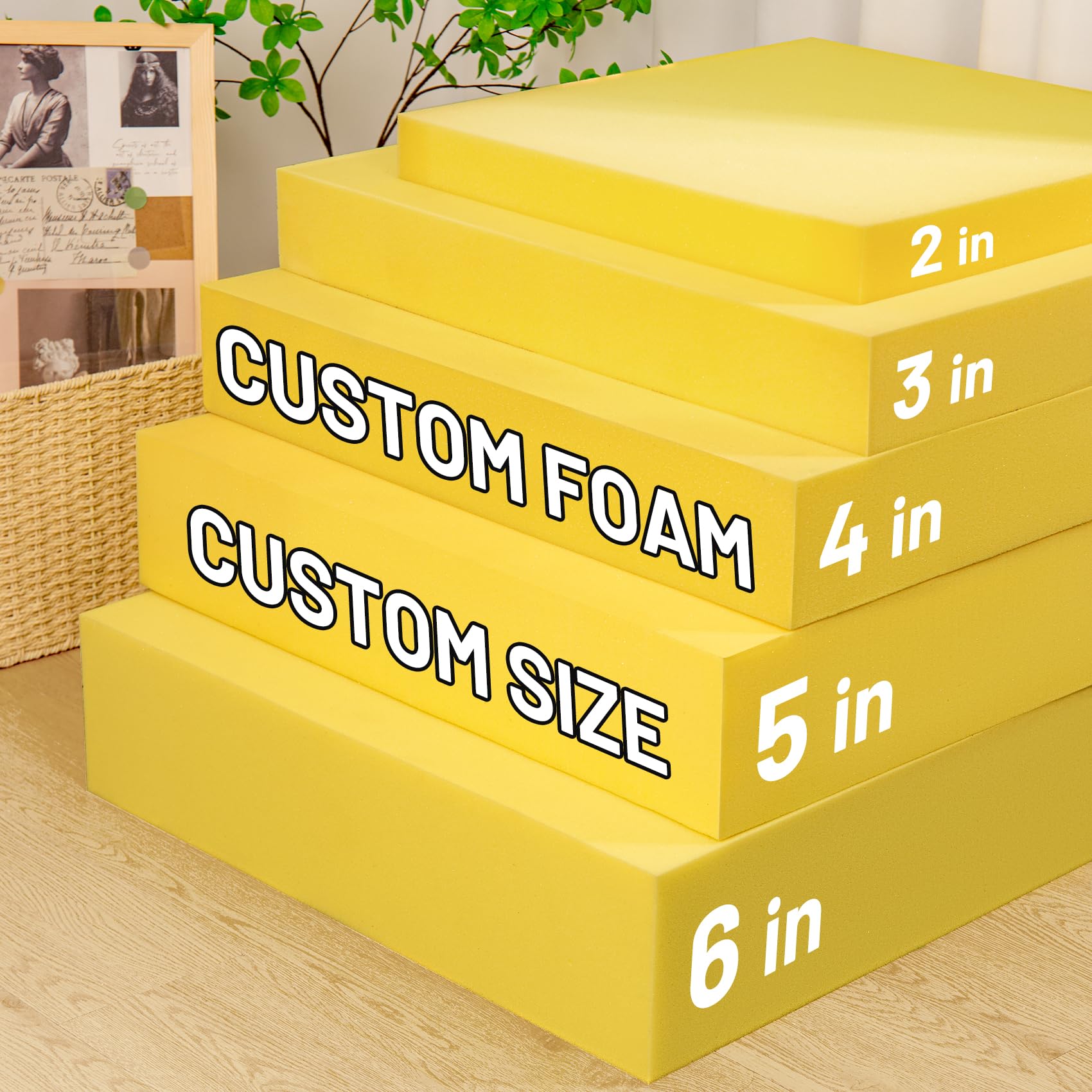 Lokex Cut to Size Foam,Custom Sofa Seat Replacement Cushion and Upholstery Foam,Replaceable High Density Foam