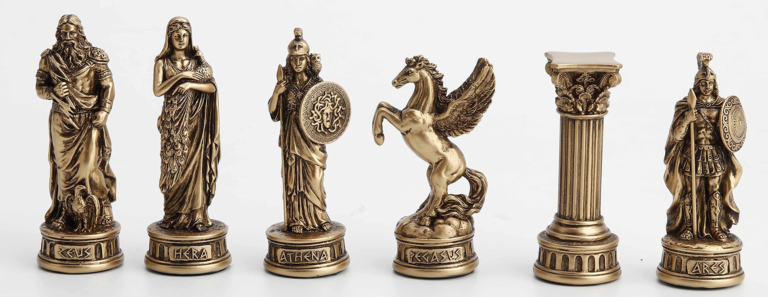Veronese Design Statua di scacchi in resina dipinta a mano, 32 pezzi, divinità greca e romana