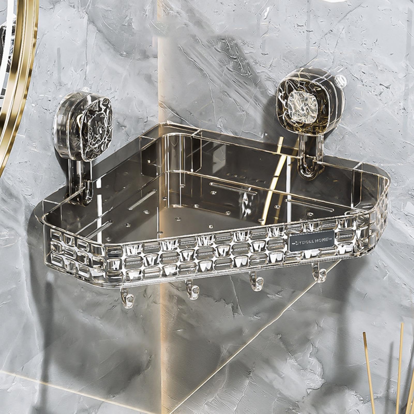 Estante de ducha con ventosa, estante de baño con ventosa, estante de almacenamiento de ducha triangular, organizador de ducha de montaje en pared para almacenamiento de baño, organizador de baño si