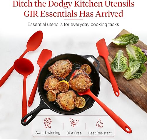 Miniatura 2 de GIR: Consiguelo Bien Juego de 5 Piezas de Utensilios de Cocina Esenciales de Silicona - Cucharón, Espátula, Volteador, Cuchara y Cuchara Fire Red