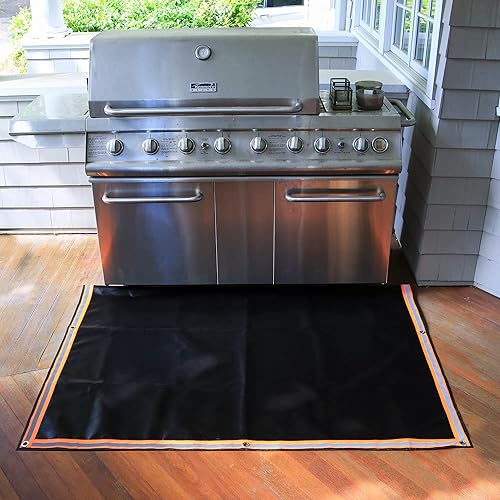 Miniatura 7 de Tapete XL para hoguera, a base de Estados Unidos, tapete ignífugo para cubierta de parrilla al aire libre, 67 x 60 pulgadas, para hoguera, césped,