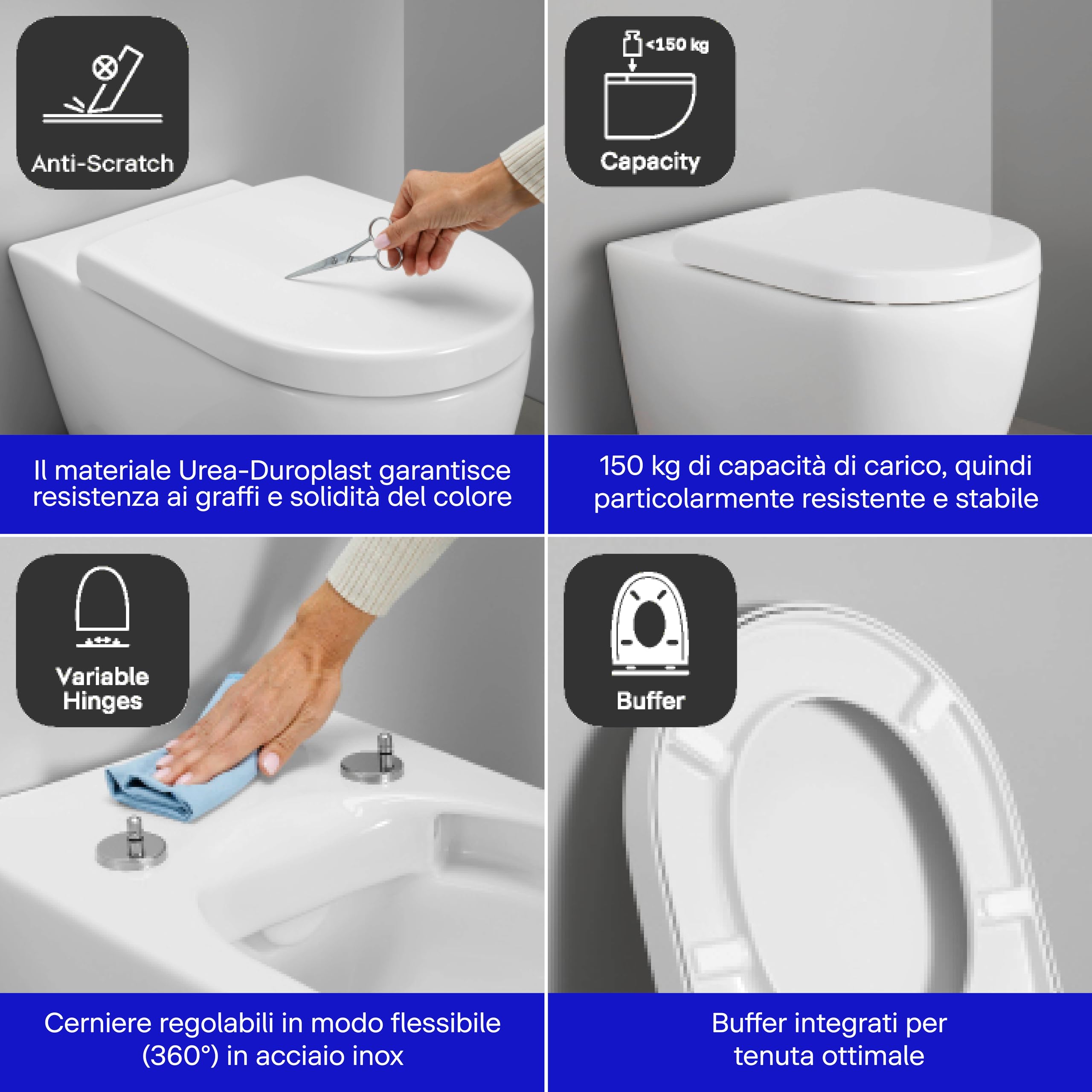 Duravit Sedile Univavo, sedile wc universale ovale, Sedile della toilette con doppio meccanismo a chiusura rallentata, tavoletta wc Sgancio rapido per una facile installazione, prodotto in UE, Bianco