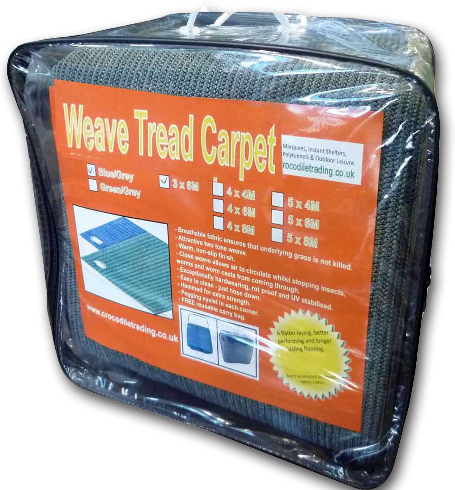 Crocodile Trading 3m x 3m Blue Heavy Duty Outdoor Breathable Flooring, Suits Caravan Awning | Marquees | Gazebo | Camping | Leisure | Festival, Water Resistant, Club Warden Approved