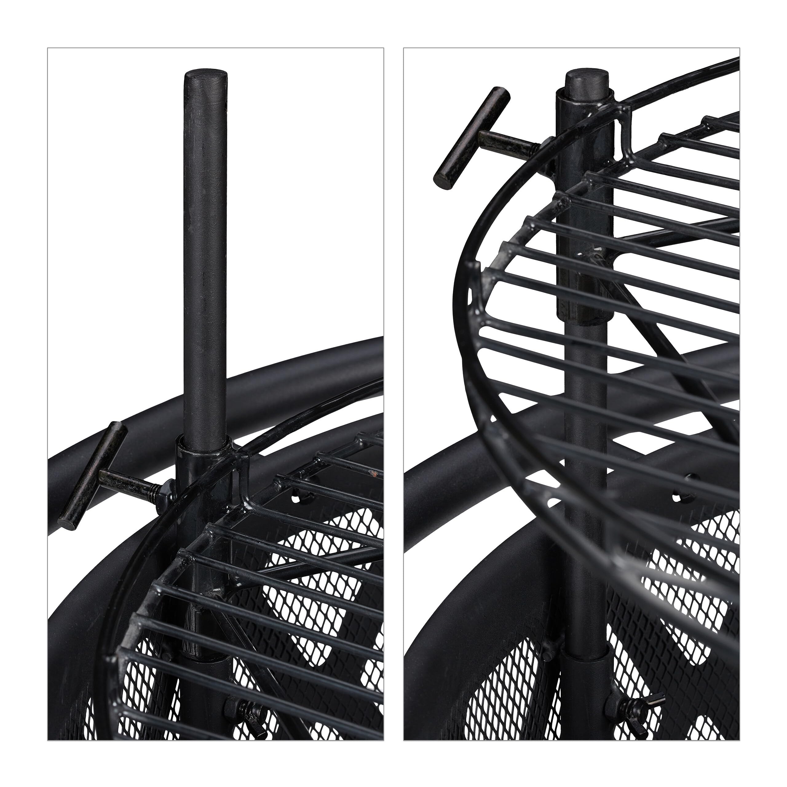 Relaxdays Brasero Exterior con Parrilla, Protector Antichispas y Atizador, Estufa Jardín y Terraza, 75 cm, Acero, Negro