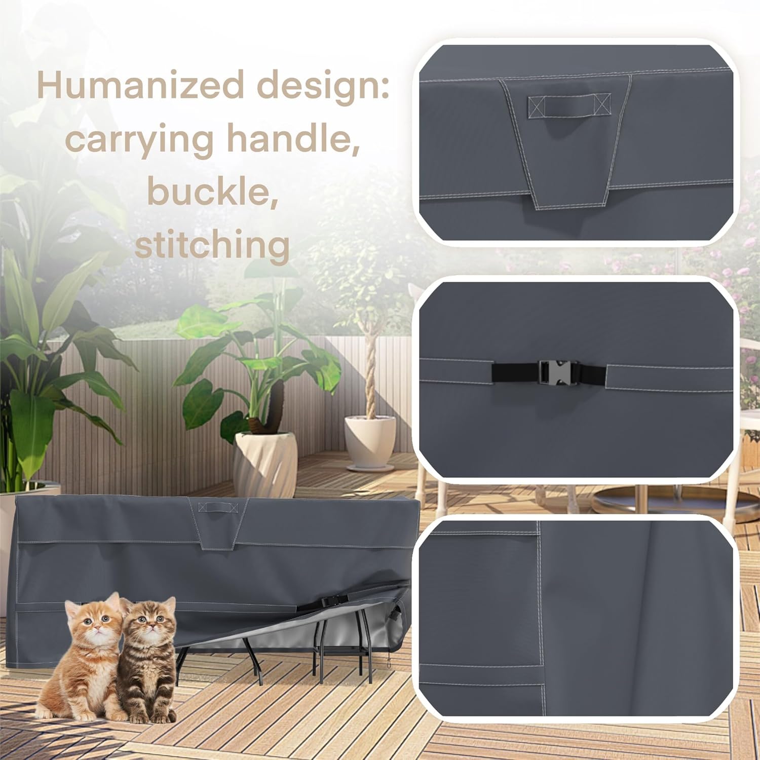 49" Patio Bistro Set Cover, Waterproof & Fade-Resistant Outdoor Bar Set Cover for Table and Chairs, Heavy Duty 600D Oxford, All-Weather Protection with Air Vent Buckles, Grey