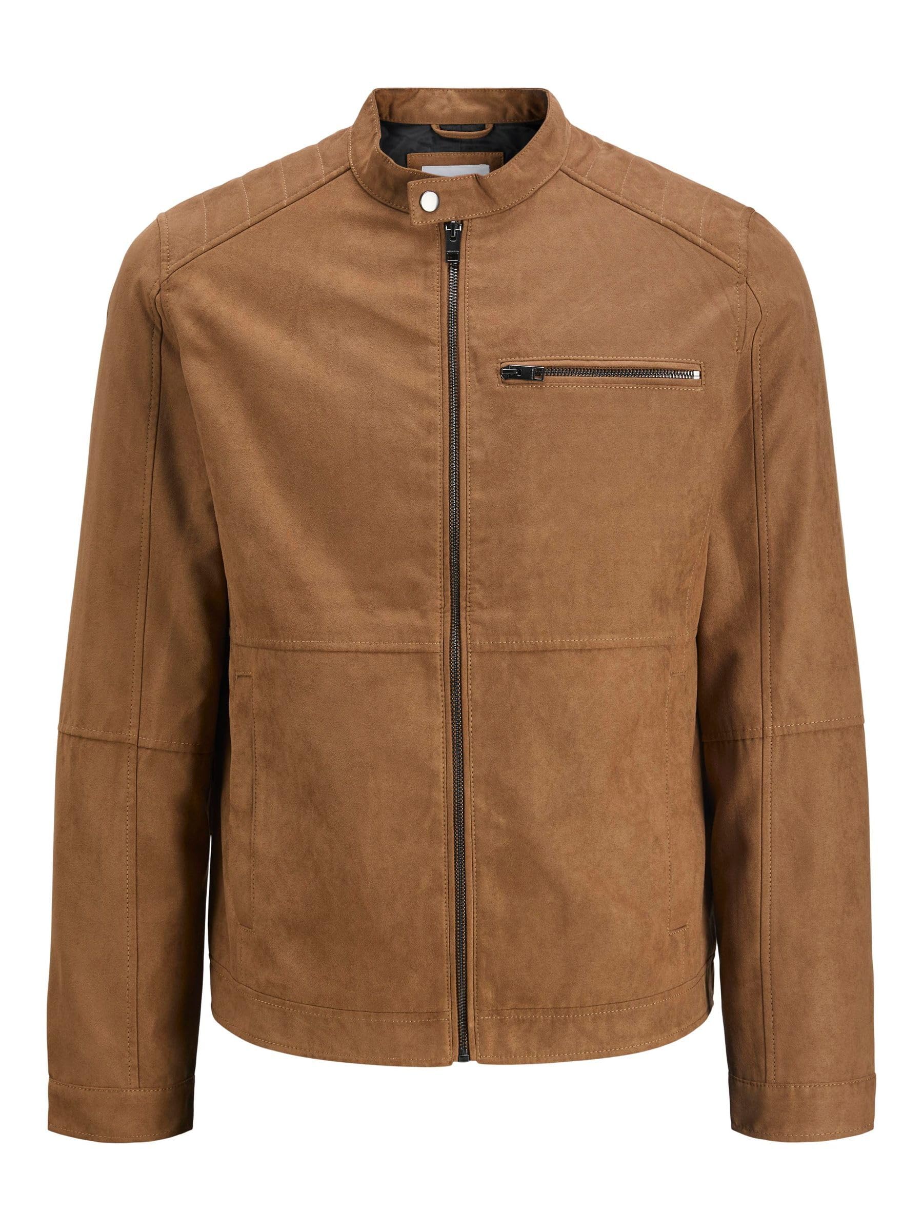 JACK & JONES Men's Jjedylan Biker Jacket Noos, Cognac, XXL