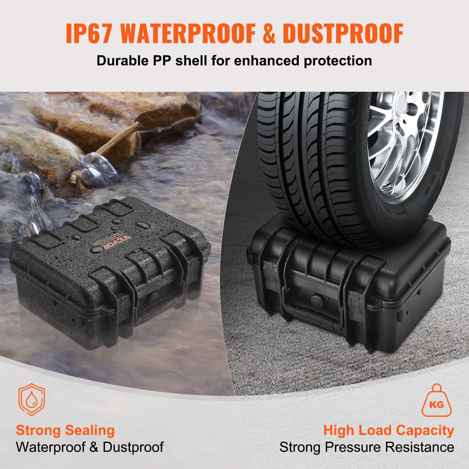VEVOR Estuche rígido para Pistola con Espuma de PU Precortada para 2 Pistolas Resistente al Agua y Polvo, 365 x 295 x 197mm, Estuche para Pistola con Cerradura se Puede Llevar en Tren, Avión, Negro
