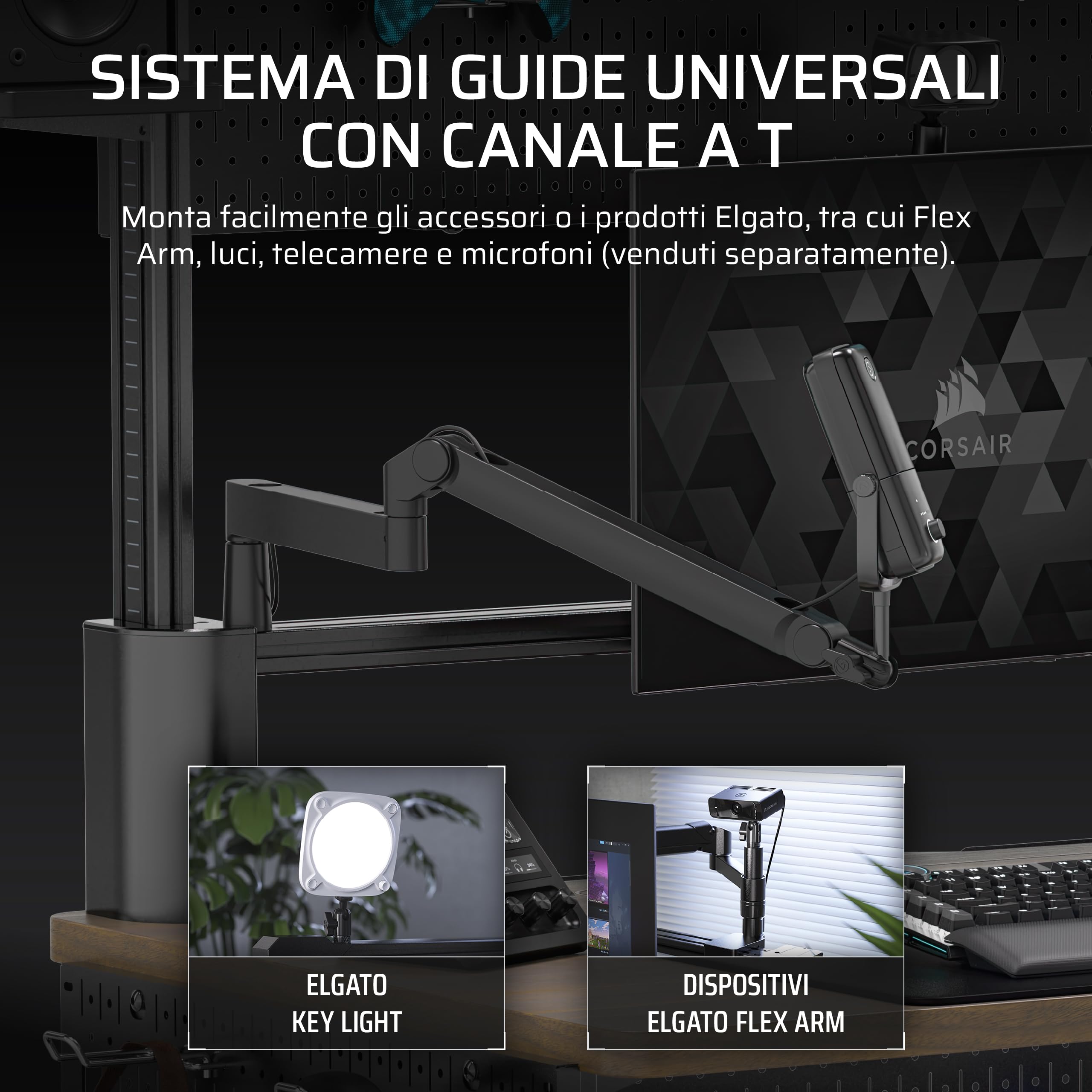 CORSAIR Platform:4 – 120 cm x 76 cm, Altezza Fissa, Scrivania per Computer da Gioco in Piedi, Gestione dei Cavi, Alimentazione USB, Supporto per Monitor Incluso – Nero