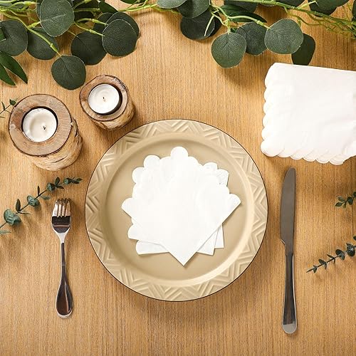 Miniatura 47 de Fuutreo 200 servilletas de cóctel de 2 capas con bordes festoneados plegadas de 5 x 5 pulgadas, desechables para cenas, bodas, fiestas de Verde