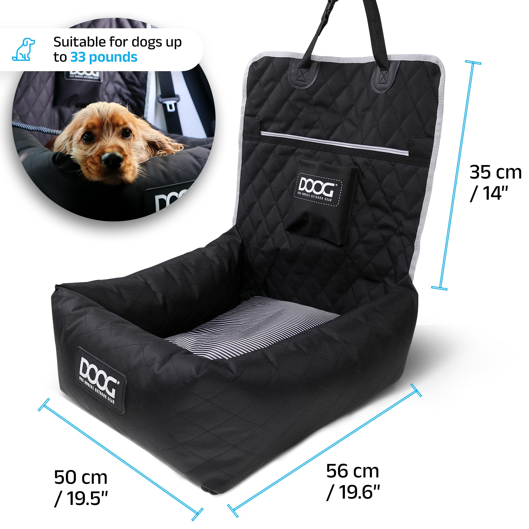 Hundebett Fürs Auto – Wasserdichter Sitzerhöhung Für Hunde Bis 13,6 Kg, Gelb, Rutschfester Boden
