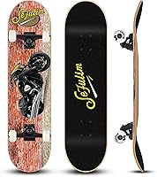 Vista 10 de Sefulim 31 x 8 Inch Complete Skateboard 7 Layer Canadian Maple Double Kick Deck Concave Cruiser Trick Skateboard for Boys Girls Teens Adults Beginner