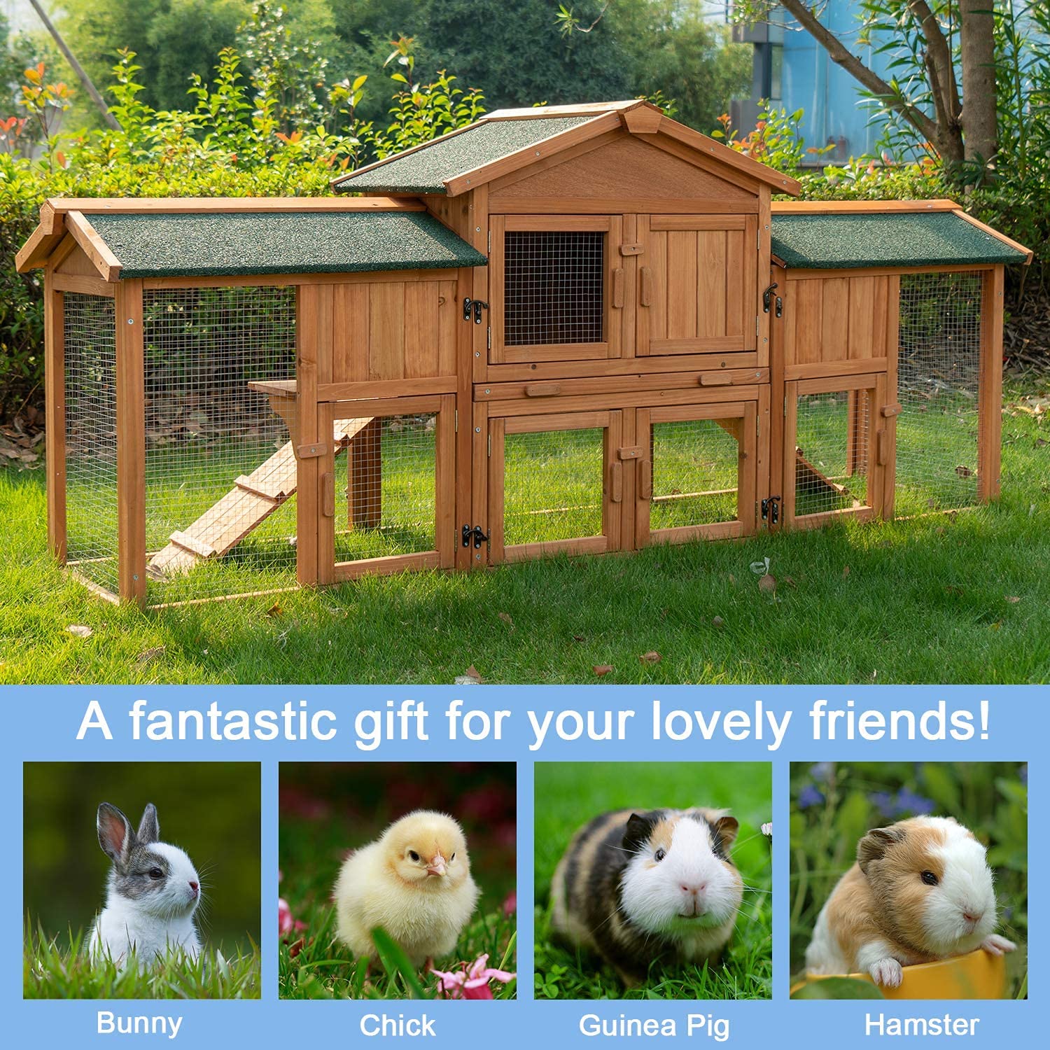 Buy Rabbit Hutch Outdoor Bunny Cage Large Bunny Hutch with Runs House
