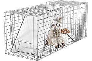 Live Animal Cage Trap 32'' Steel Humane Release Rodent Cage for Rabbits,...