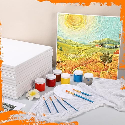 Miniatura 4 de 12 lienzos estirados a granel, lienzos blancos para pintar, tableros de lienzo de algodón en blanco para niños, paneles de suministros de arte para