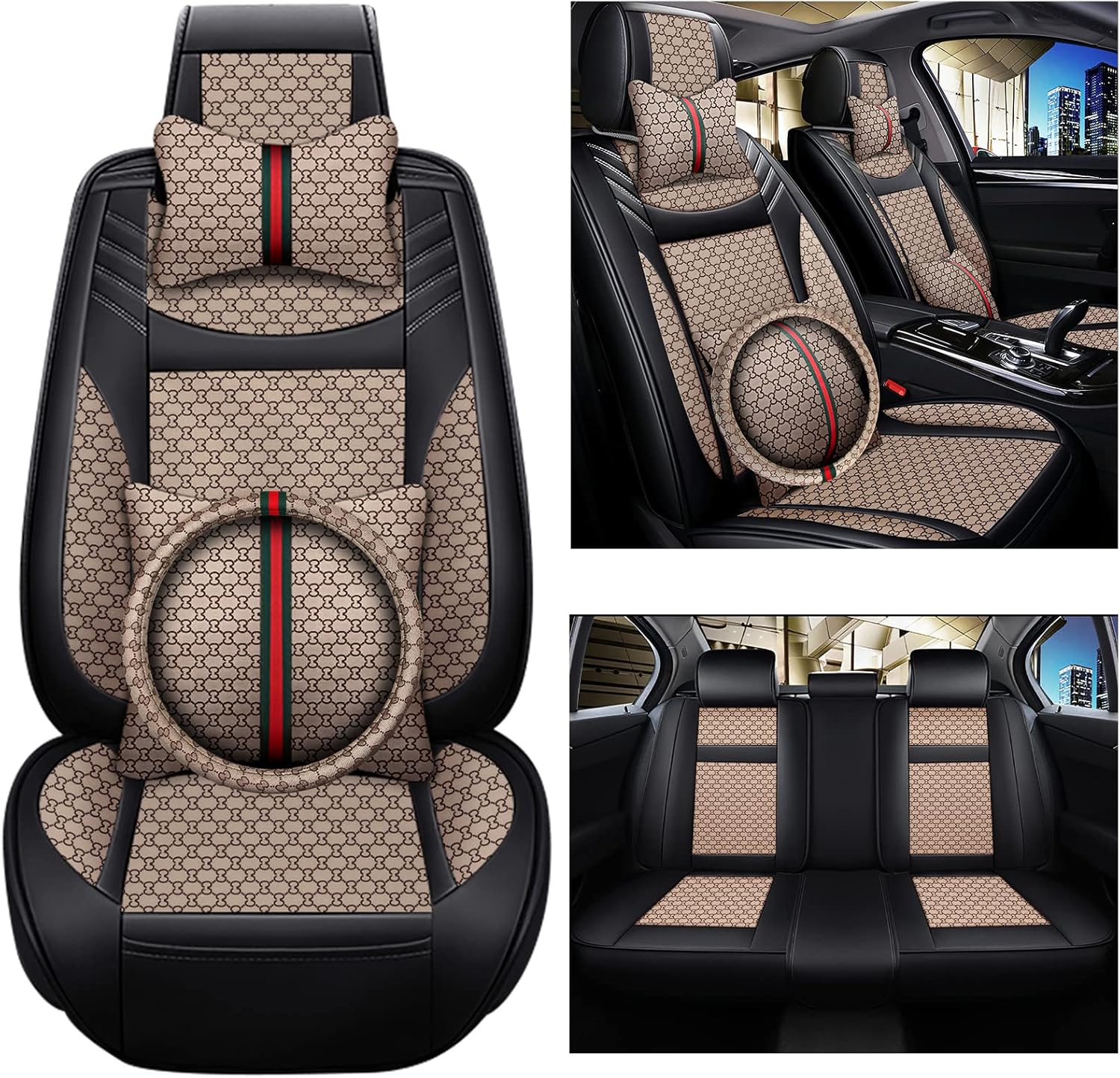 nrnio Luxury Seat Covers Full Set Leather Car Seat Covers
