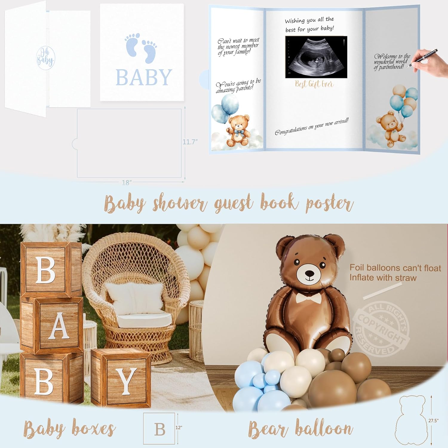 Bear Baby Shower Decorations Party Supplies, We Can Bearly Wait Baby Shower Decoration, Backdrop Balloon Arch Box Mom to Be Sash Dad to Be Pin Tablecloths Bear Balloon