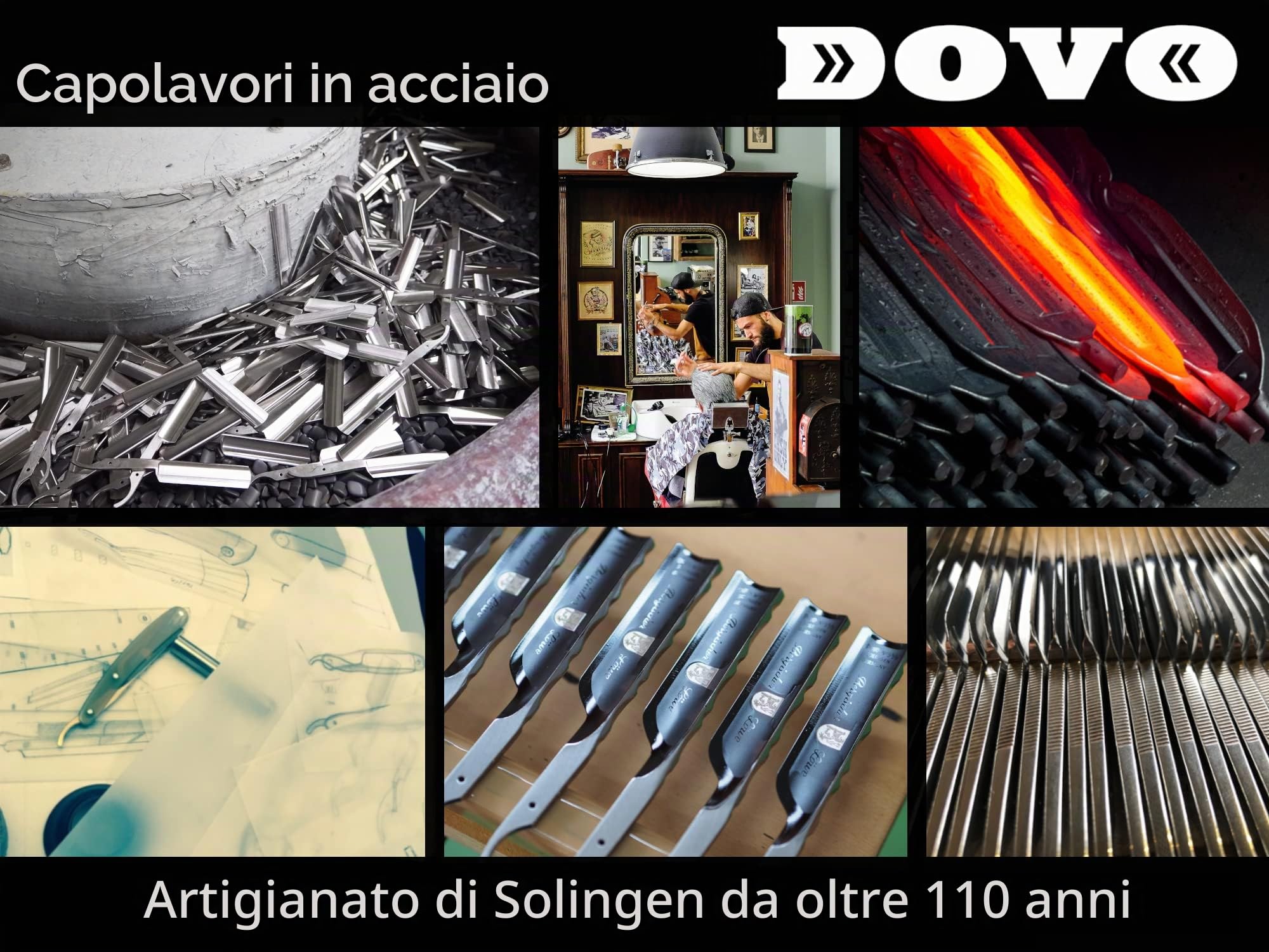 DOVO Rasoio a mano libera Prima Silver Steel - Rasoio dritto in acciaio al carbonio - 5/8 di pollice - testa rotonda - molatura completa - DOVO Solingen Rasoio barbiere