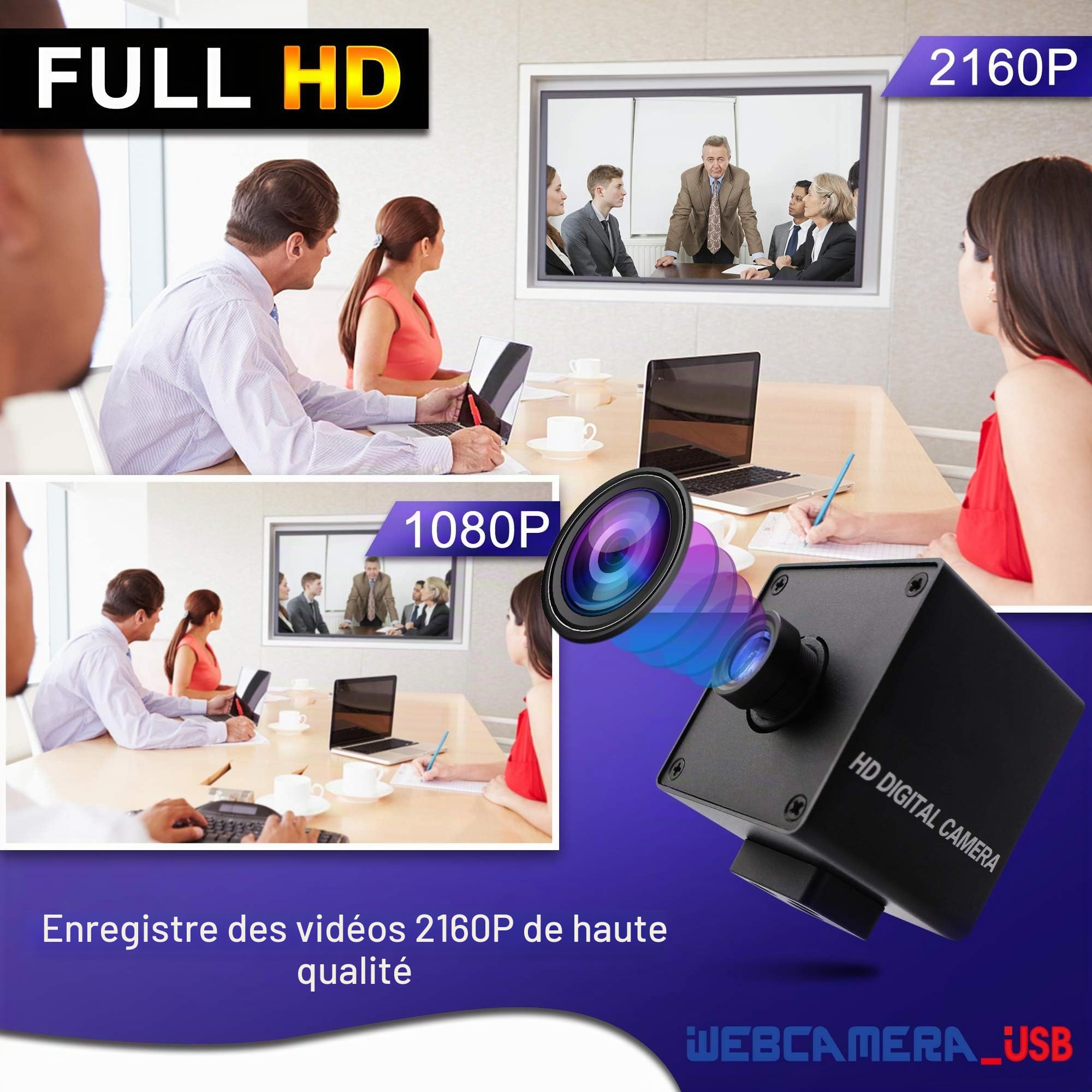 ELP Caméra 5 MP avec Obturateur Global 50 FPS, Swing de Golf Haute Vitesse, Webcam USB avec Objectif Couleur Grand Angle Sans Distorsion pour Machines Industrielles Ralenties