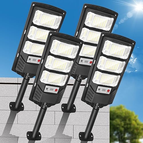 Miniatura 8 de Luces solares impermeables para exteriores, paquete de 2 unidades, luz solar de inundación con sensor de movimiento para exteriores, luz LED de