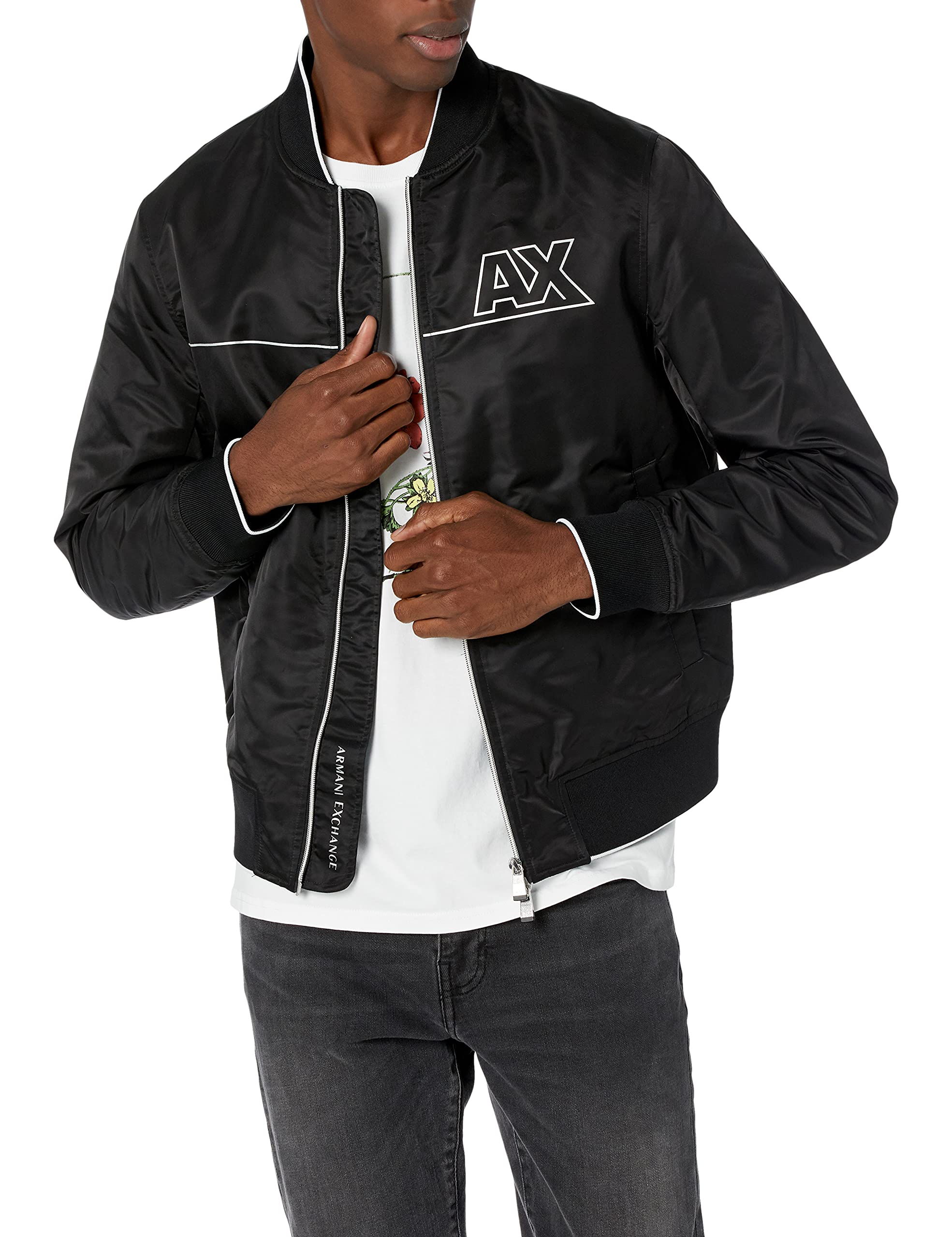 A|X ARMANI EXCHANGE Men's Reversible Shiny Metallic Linear Logo