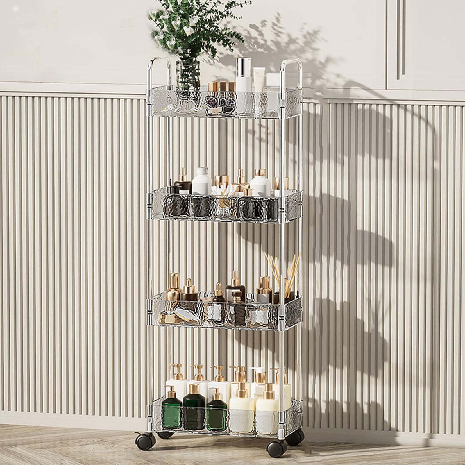 Carrito rodante delgado de Armario Gadts – Estante de ruedas de acrílico transparente para zonas estrechas, ideal para uso en baño y cocina
