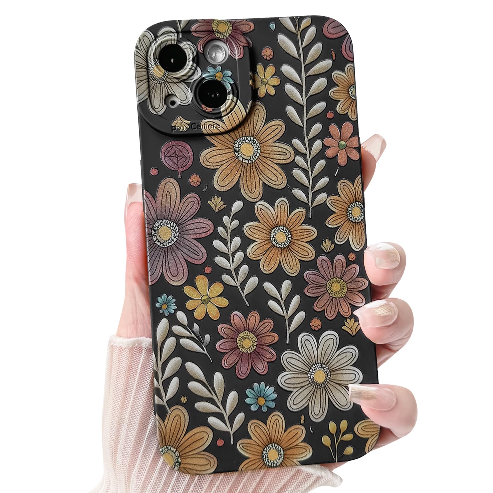 Lovmooful Compatible for iPhone 14 Case Cute Color Flower Floral Leaf with Aesthetic Design for Girls Women Soft TPU Shockproof More Protective Girly