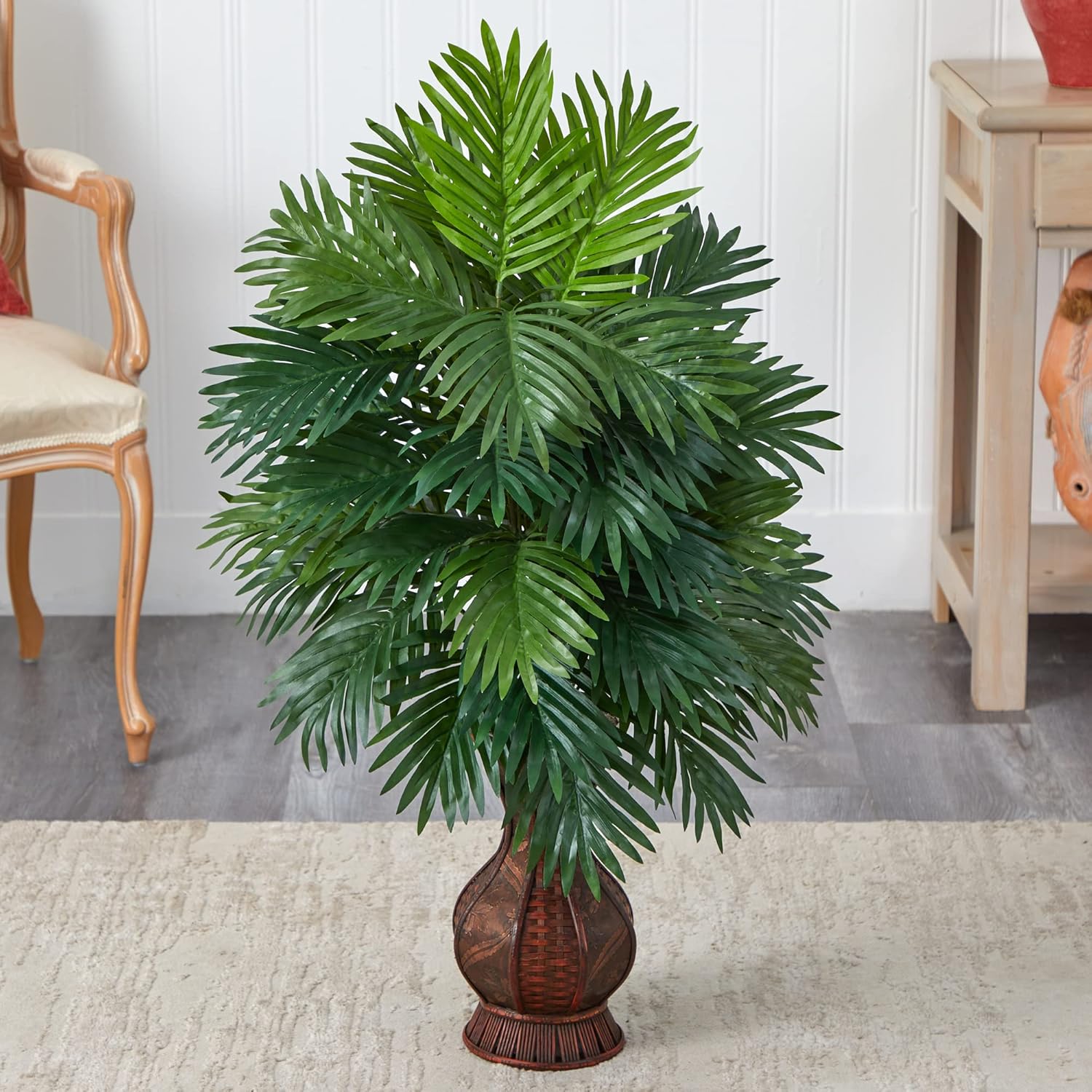 Elegant Areca Palm Silk Arrangement in Decorative Urn, 37 in.