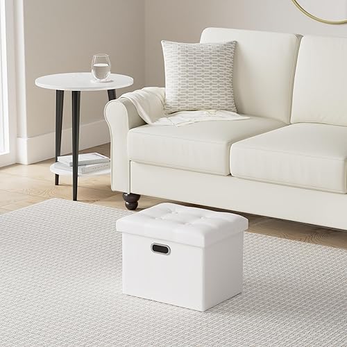 Miniatura 65 de COSYLAND - Reposapiés u otomano con almacenamiento plegable de piel, con agujero para agarrar, para habitación, tamaño pequeño, rectangular, 17 x 15