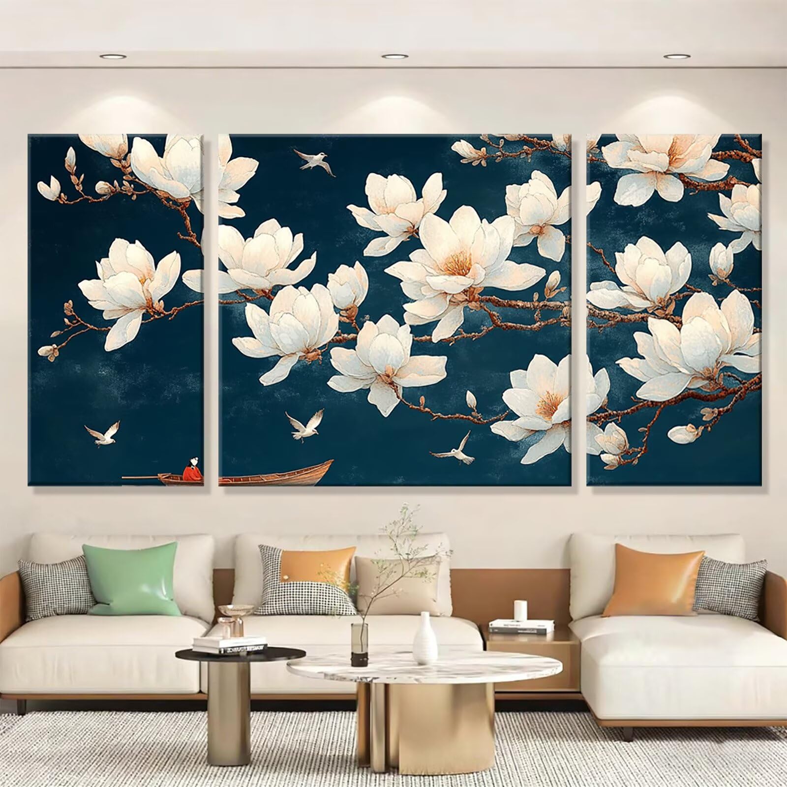 3 Pezzi Dipingere con i Numeri adulti, Paint by Numbers Fiore Pianta, Kit Lavoretti Creativi, Kit di Pittura Acrilica Fai-da-Te, con 3- Pennello, Decorazioni Casa 70x140cm (Senza Cornice) y1s-819