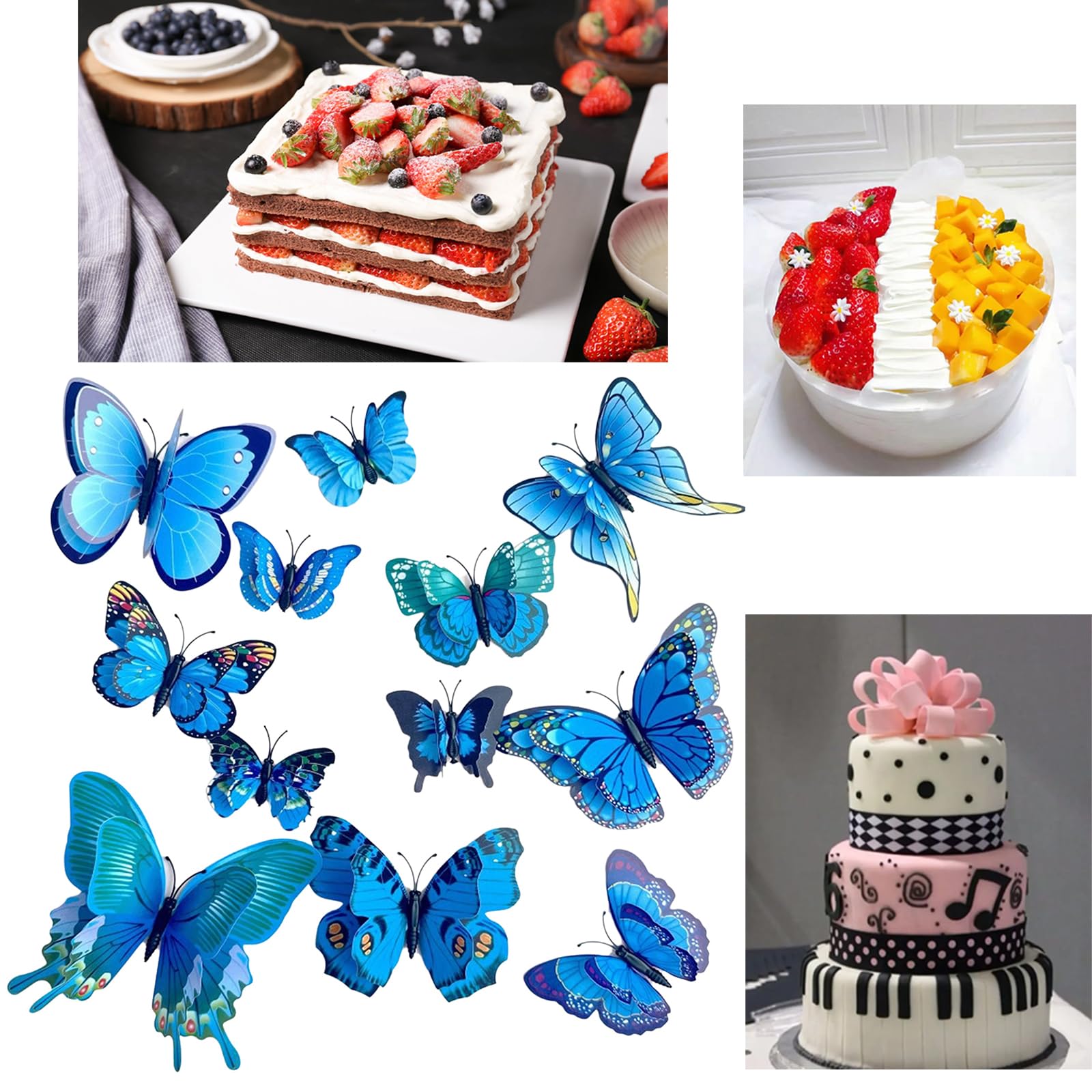 6 Topper Per Torta In Acrilico Dorato - Decorazioni Con Fiori E Farfalle - Per Compleanni, Festa Della Mamma - Foto 9