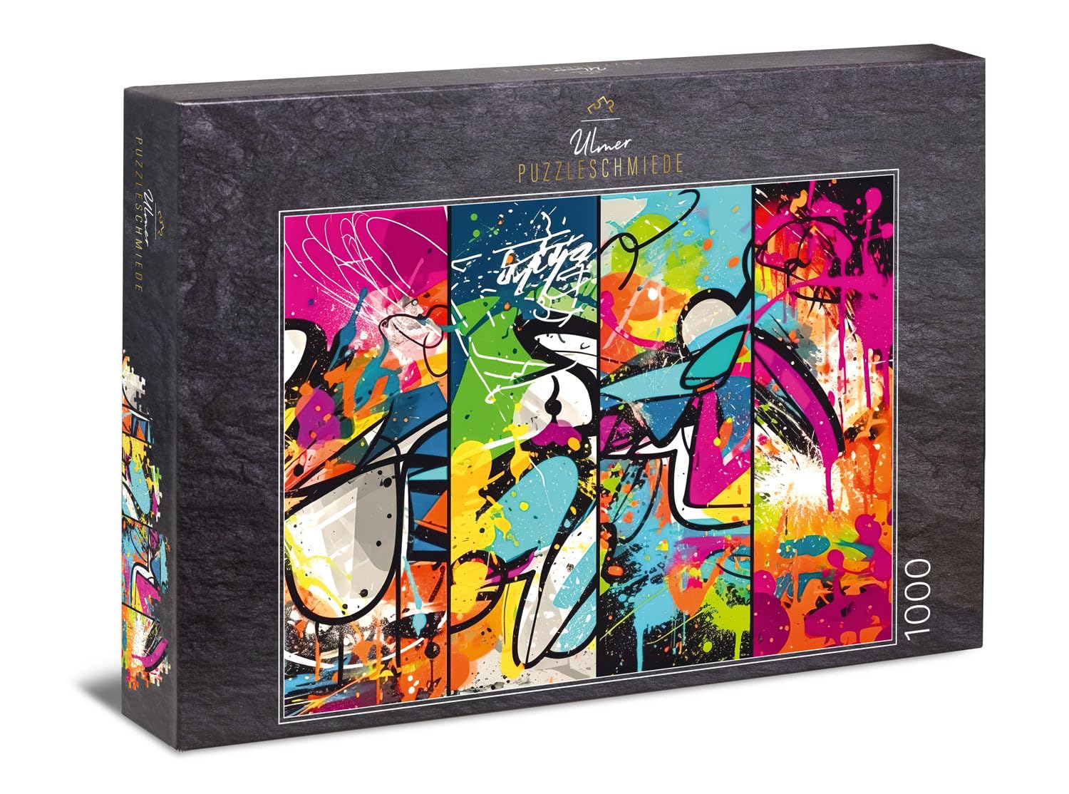 Ulmer Puzzleschmiede, 1000 piece puzzle ‘Graffiti Collage’, puzzle collage with urban art and brightly coloured designs
