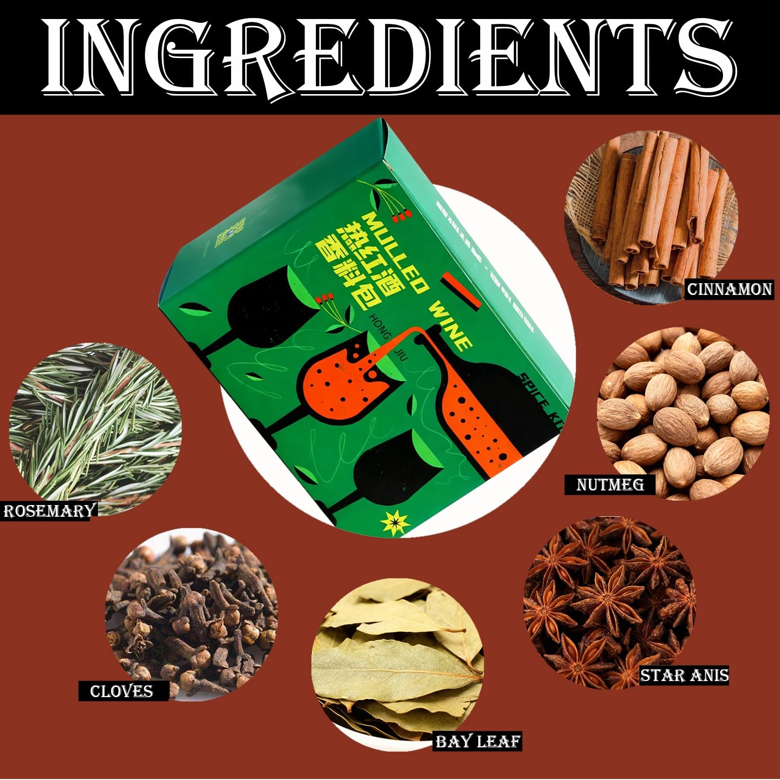 Especias Orgánicas para Vino Caliente y Sidra, 4 Bolsitas de Té, Perfectas para las Noches de Navidad, Fiestas y Para Relajarse Junto al Fuego.(252g)