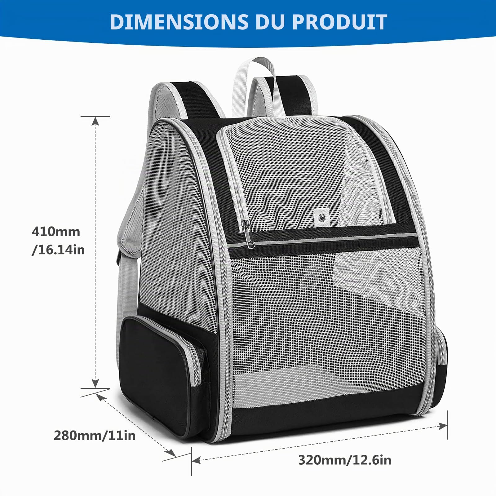 Bordeag Sac Transport Chat, Sac De Transport, Sac À Dos De Transport pour Chat Sac À Dos pour Chat Sac Dos pour Animal De Compagnie pour Voyage