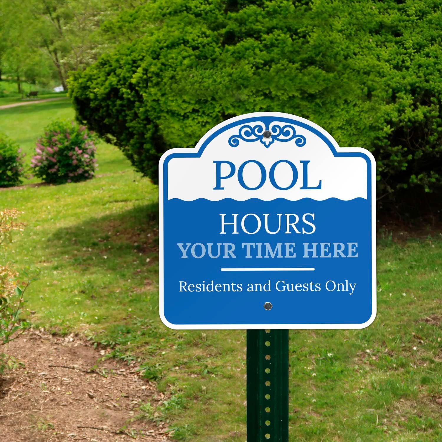 Custom Pool Sign Personalized Pool Hours Decor Sign, 18x18 Inches, ACM, Fade Resistant, Made in USA